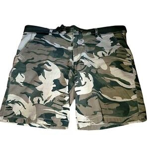 LINCOLN OUTFITTERS Flex Camo‎ Shorts Size 42 Belted Comfort Stretch Casual